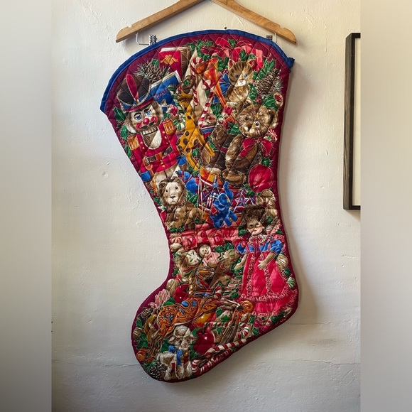 Vintage GIANT Quilted Christmas Stocking - Picture 1 of 8